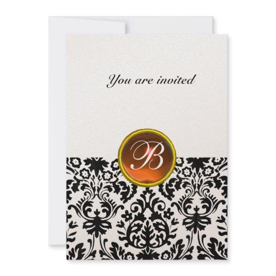 DAMASK GEM STONE MONOGRAM topaz orange gold