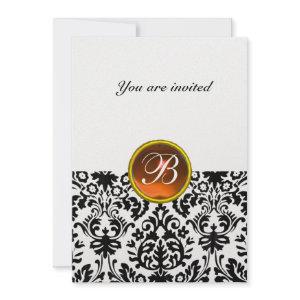 DAMASK GEM STONE MONOGRAM topaz orange ice