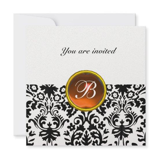 DAMASK GEM STONE MONOGRAM topaz  orange ice