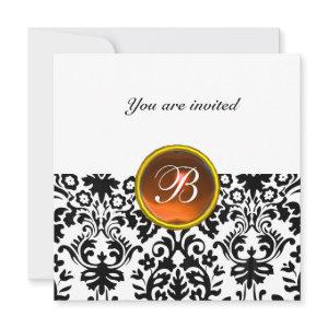 DAMASK GEM STONE MONOGRAM topaz  orange white