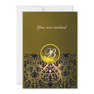 DAMASK GEM STONE MONOGRAM topaz yellow black