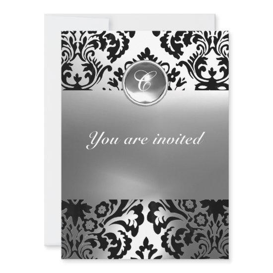 DAMASK GEM STONE MONOGRAM white