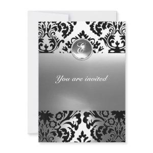 DAMASK GEM STONE MONOGRAM white