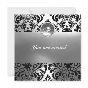 DAMASK GEM STONE MONOGRAM white