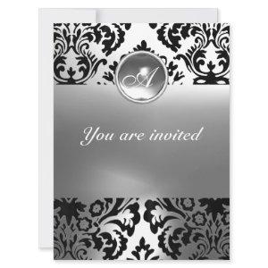 DAMASK GEM STONE MONOGRAM white