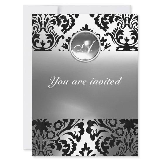 DAMASK GEM STONE MONOGRAM white