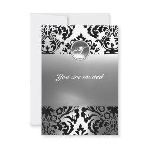 DAMASK GEM STONE MONOGRAM white