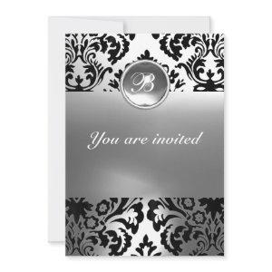 DAMASK GEM STONE MONOGRAM white