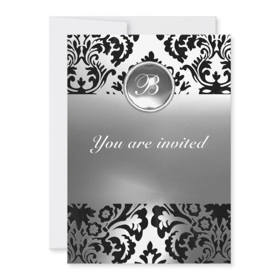 DAMASK GEM STONE MONOGRAM white