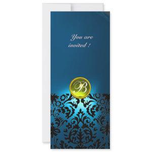 DAMASK GEM STONE MONOGRAM  yellow blue,teal