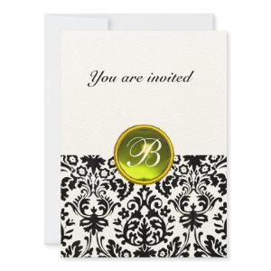 DAMASK GEM STONE MONOGRAM  yellow felt