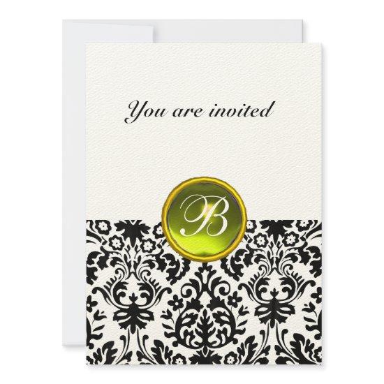 DAMASK GEM STONE MONOGRAM  yellow felt