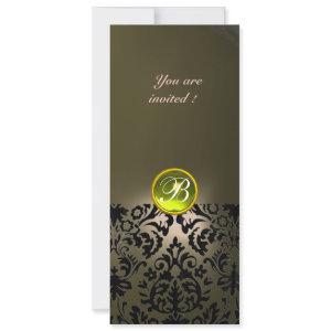 DAMASK GEM STONE MONOGRAM  yellow grey
