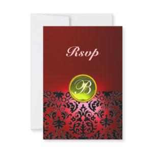 DAMASK GEM STONE MONOGRAM  Yellow Red Rsvp