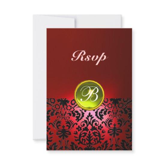 DAMASK GEM STONE MONOGRAM  Yellow Red Rsvp