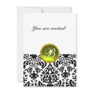 DAMASK GEM STONE MONOGRAM  yellow white rsvp
