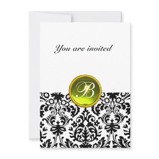 DAMASK GEM STONE MONOGRAM  yellow white rsvp