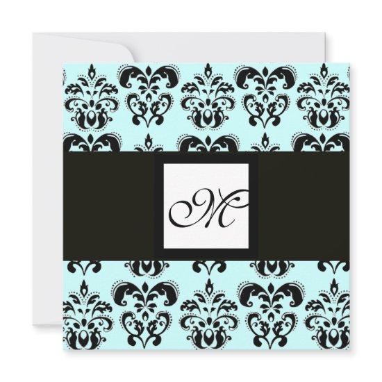 DAMASK MONOGRAM,black and white,blue