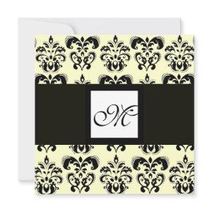 DAMASK MONOGRAM,black and white,cream