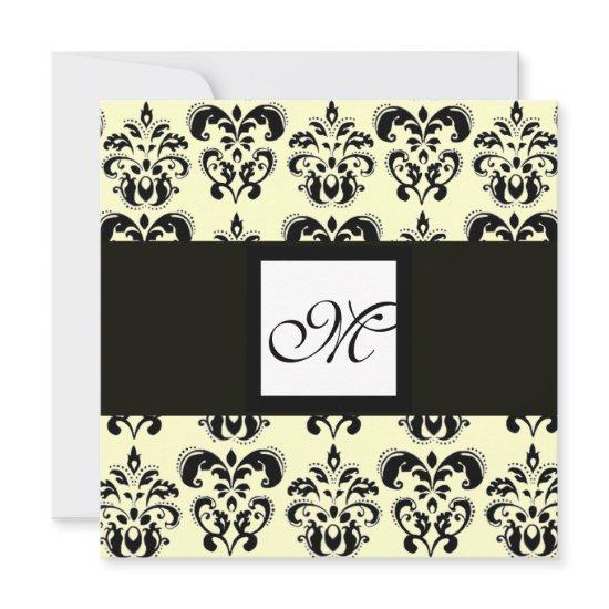 DAMASK MONOGRAM,black and white,cream