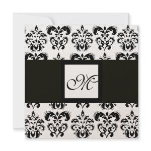 DAMASK MONOGRAM,black and white,gold metallic