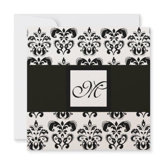 DAMASK MONOGRAM,black and white,gold metallic