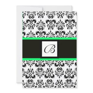 DAMASK MONOGRAM,black and white,green