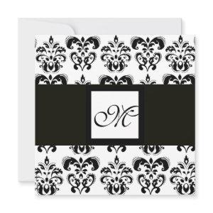 DAMASK MONOGRAM,black and white