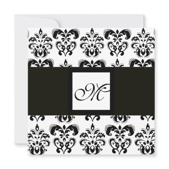 DAMASK MONOGRAM,black and white
