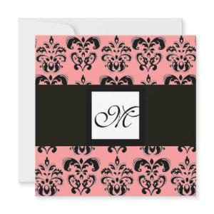 DAMASK MONOGRAM,black and white,pink