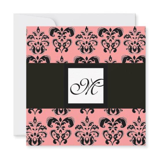 DAMASK MONOGRAM,black and white,pink