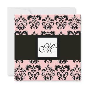 DAMASK MONOGRAM,black and white,pink