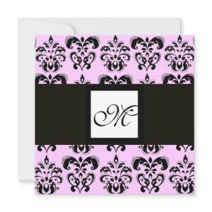 DAMASK MONOGRAM,black and white,pink