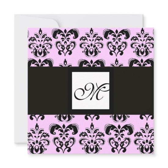 DAMASK MONOGRAM,black and white,pink