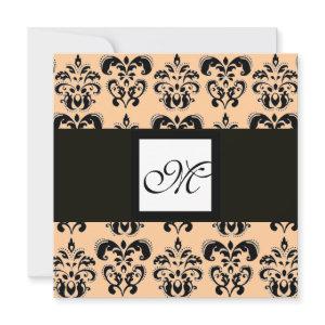 DAMASK MONOGRAM,black and white,pink