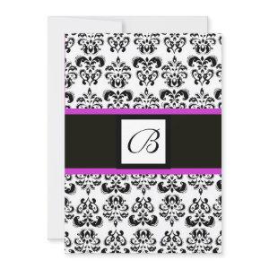 DAMASK MONOGRAM,black and white,pink purple