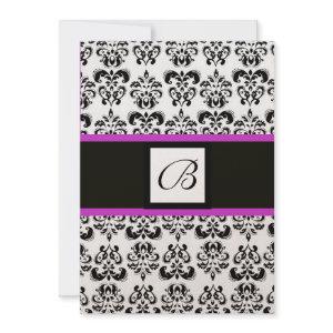 DAMASK MONOGRAM,black and white,pink violet gold