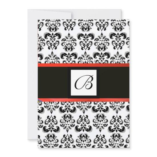 DAMASK MONOGRAM,black and white,red