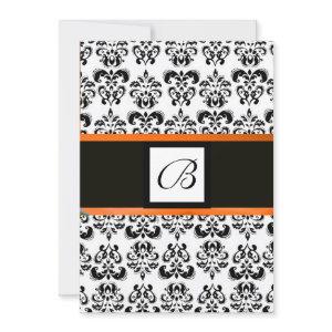 DAMASK MONOGRAM,black and white,yellow orange