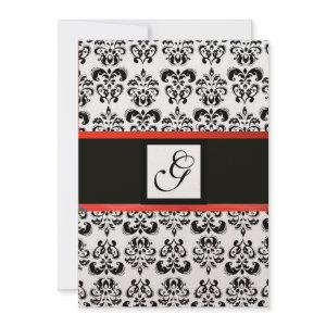 DAMASK MONOGRAM,black ,red gold metallic