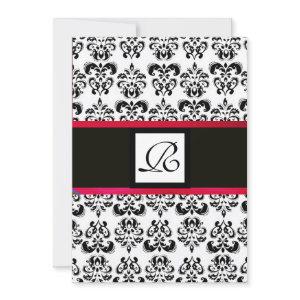 DAMASK MONOGRAM,black white, red burgundy