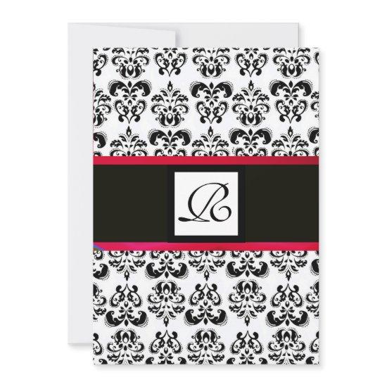 DAMASK MONOGRAM,black white, red burgundy