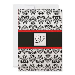 DAMASK MONOGRAM,Black,White,Red Champagne Metallic