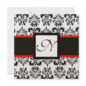 DAMASK MONOGRAM,Black,White,Red Champagne Metallic