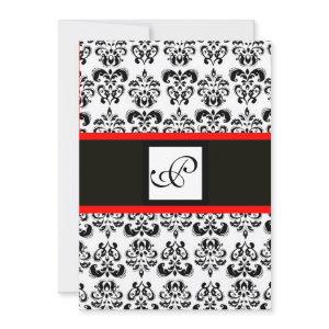 DAMASK MONOGRAM,Black,White,Red