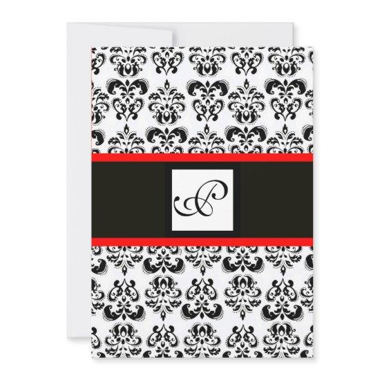 DAMASK MONOGRAM,Black,White,Red