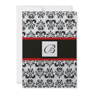 DAMASK MONOGRAM,black, white,silver metallic,red