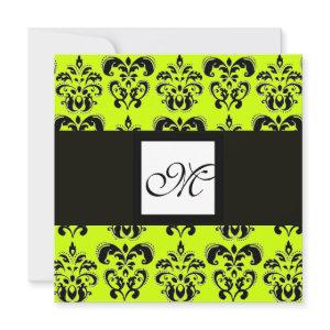 DAMASK MONOGRAM, yellow green