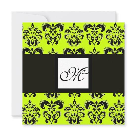 DAMASK MONOGRAM, yellow green