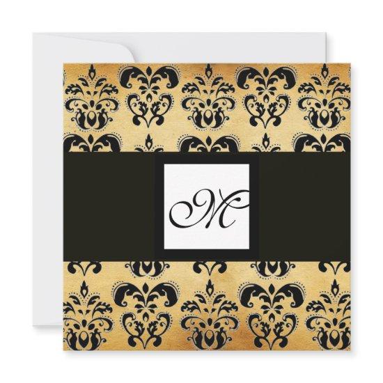 DAMASK PARCHMENT SQUARE MONOGRAM,black white brown